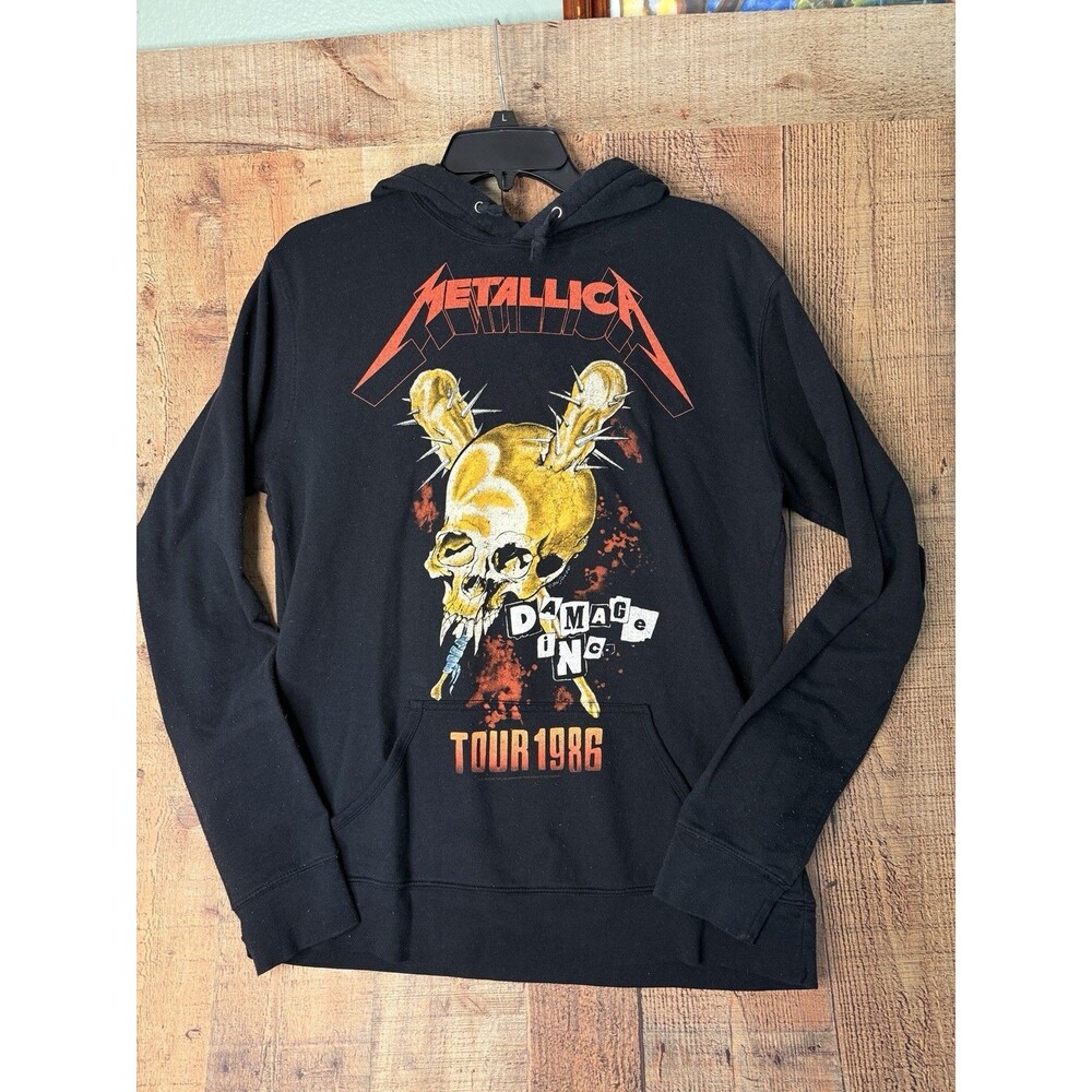 Metallica Damage Inc Tour 1986 Bravado Black Pullover Hoodie Skull Band Merch